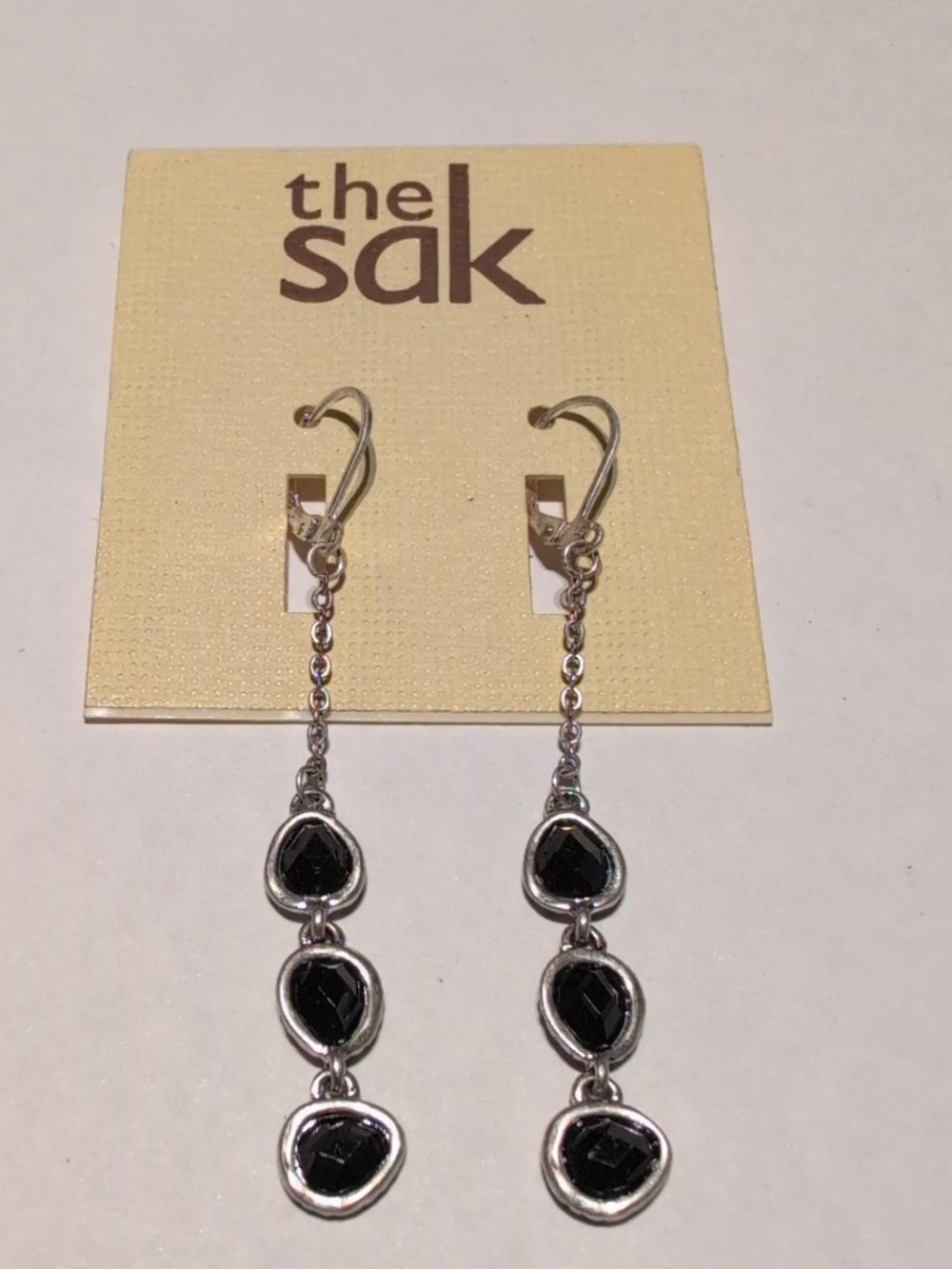 NWT The Sak silver and black rhinestone drop earrings. Retail $34 #earrings